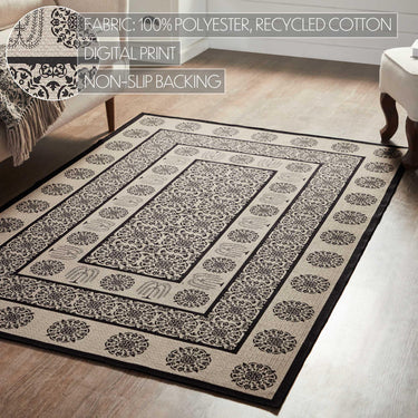 Custom House Black Tan Jacquard Polyester Rug Rect 48x72 - The Fox Decor